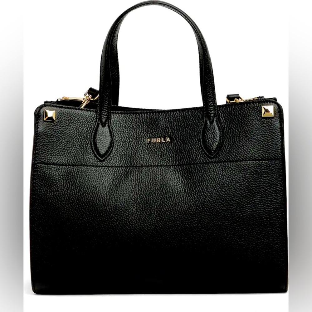 Furla Aphrodite Black Leather Tote Bag